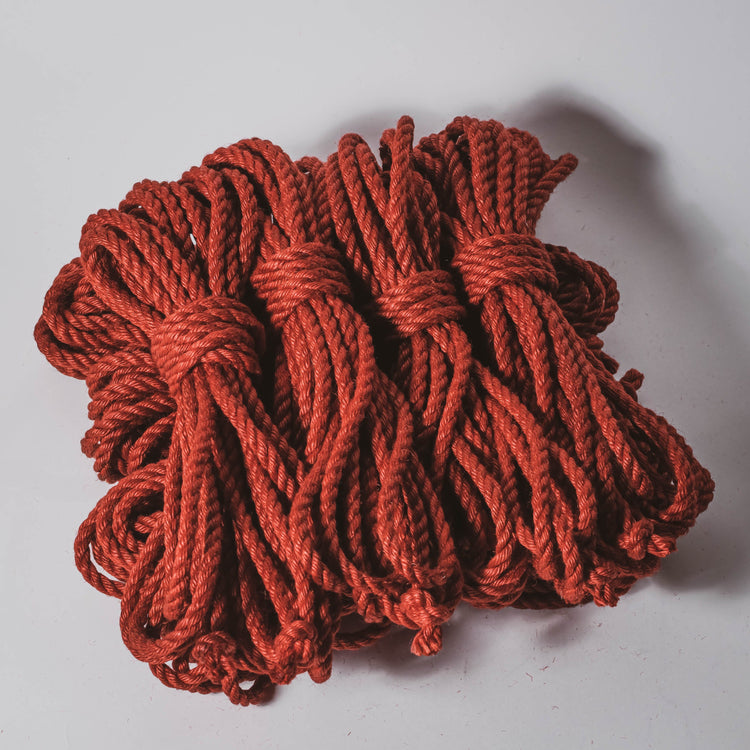 Red jute rope (treated, 6mm) Shibari Rope Bundle of 8