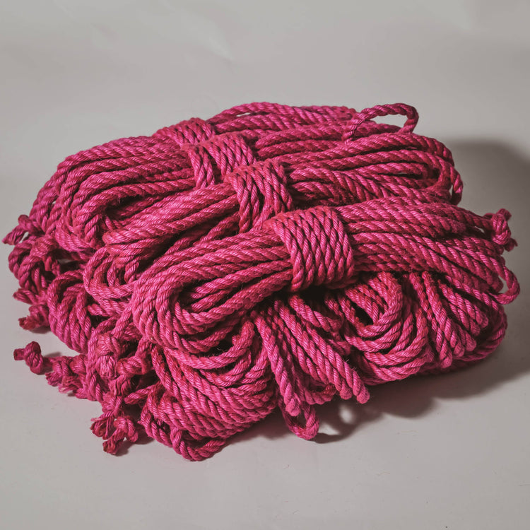 Pink jute rope (treated, 6mm) Shibari Rope Bundle of 12 