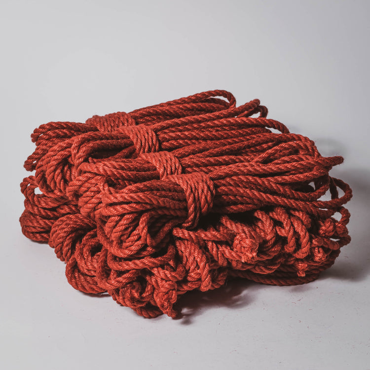 Red jute rope (treated, 6mm) Shibari Rope Bundle of 12 