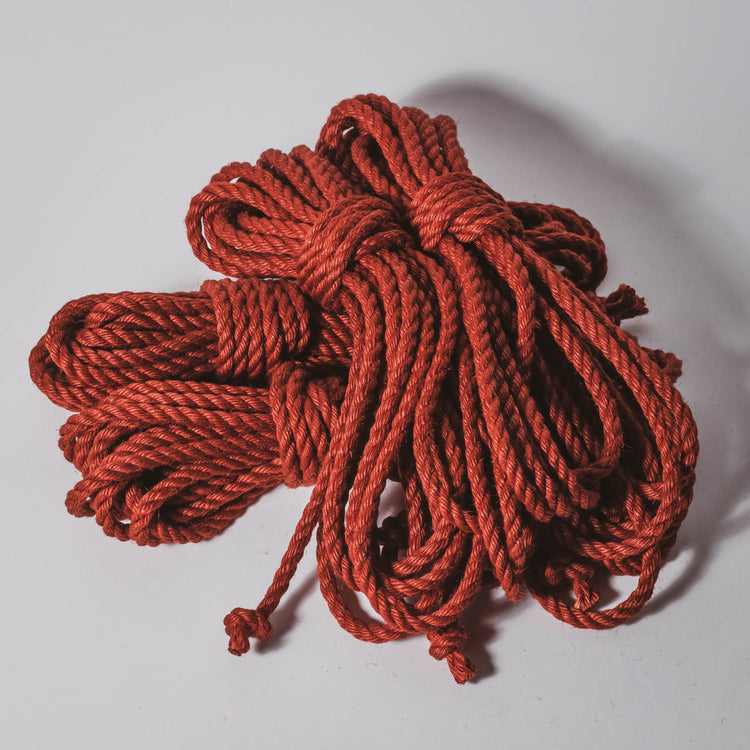 Red jute rope (treated, 6mm) Shibari Rope Bundle of 4 